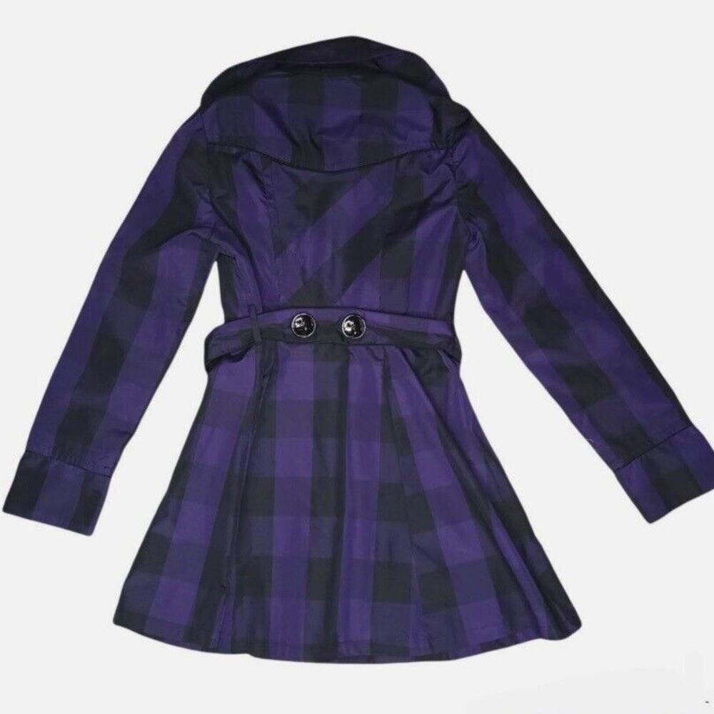 Candies Jacket Double Breasted Black And Purple Checkered Belted Coat Size XL - Picture 15 of 15